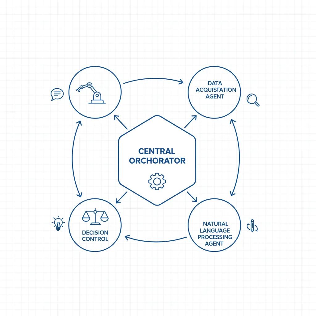 Multi-agent AI system architecture with specialized agents collaborating